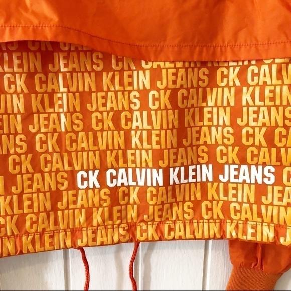 Calvin Klein Orange Spell Out Windbreaker Jacket - Picture 5 of 7